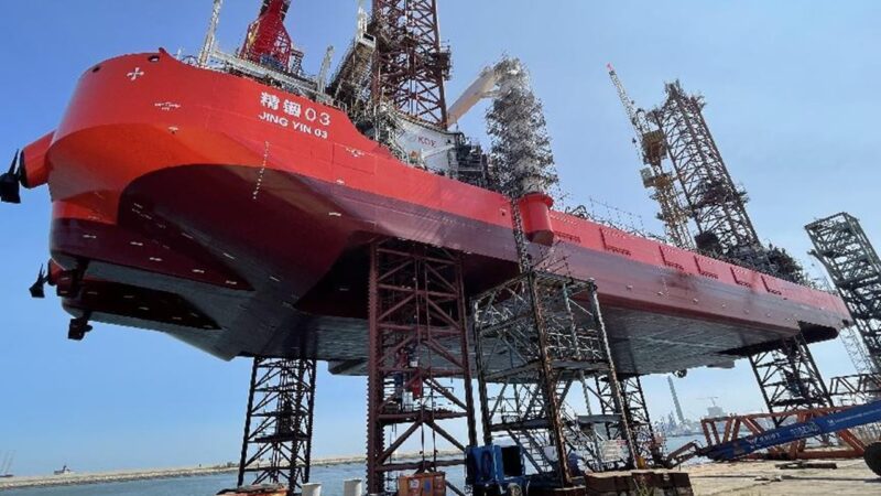 中国で1,000トン吊りSEP船が進水 2022年10月完成予定