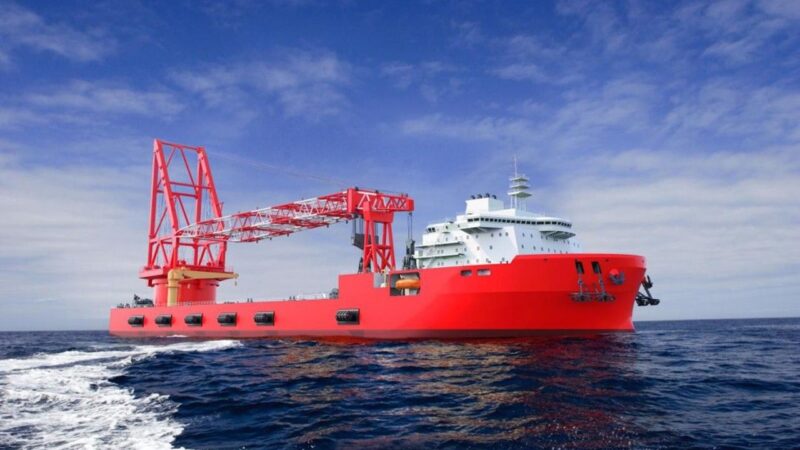 中国で5,000トン吊りの自航式クレーン船の建造が着工