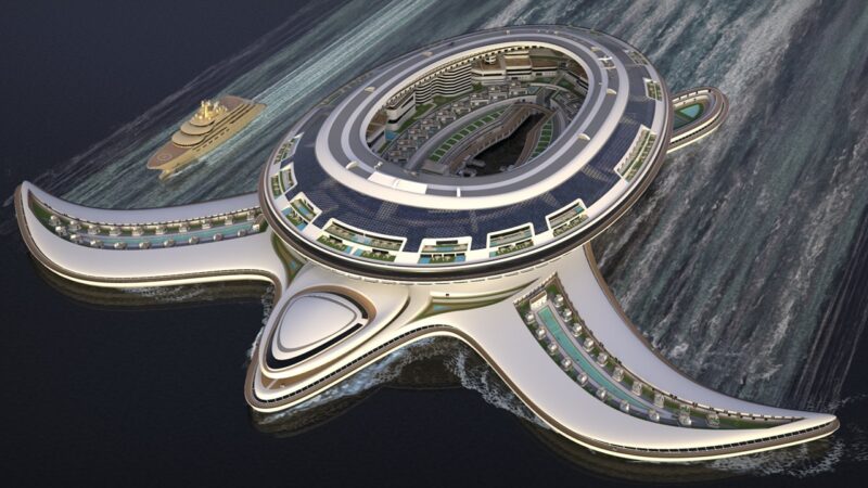 世界最大級の浮体式構造物 亀の形をした水上都市が発表される