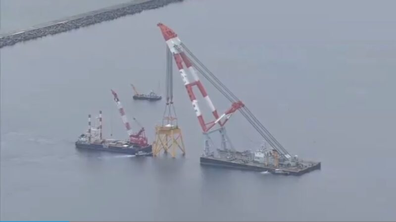石狩湾新港洋上風力で工事本格化、現場の様子を報道公開