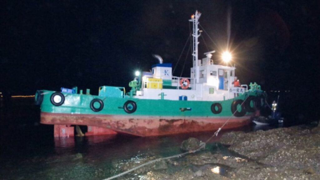 倉敷市下津井沖で台船曳航中に座礁、約10時間後に離礁
