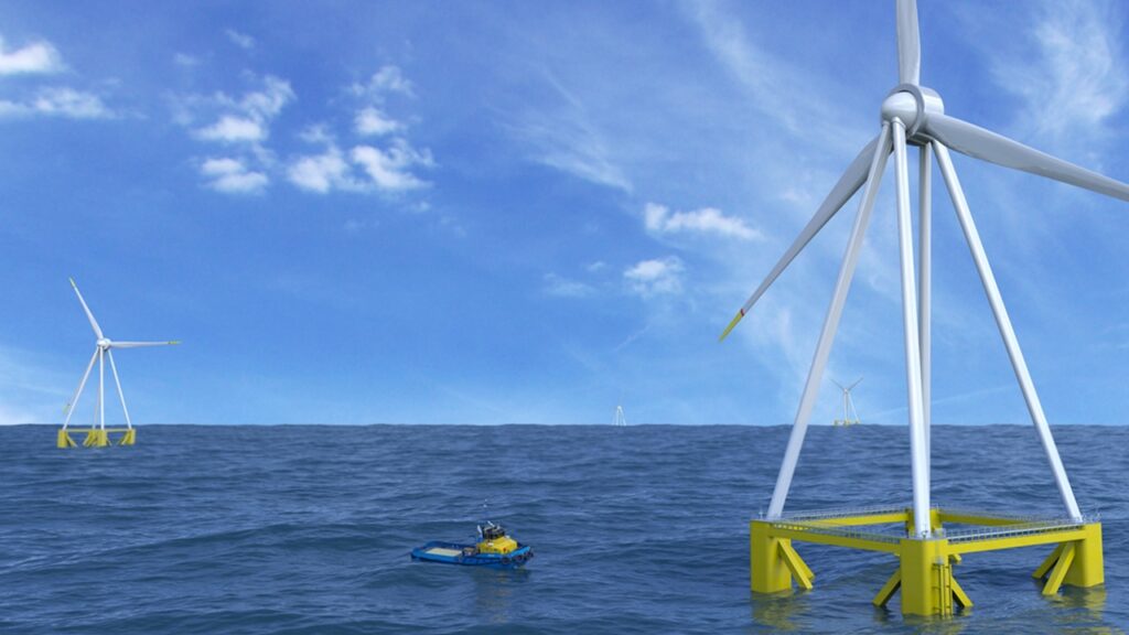 フランス沖に設置する5MWの浮体式洋上風車部材がブレスト港到着