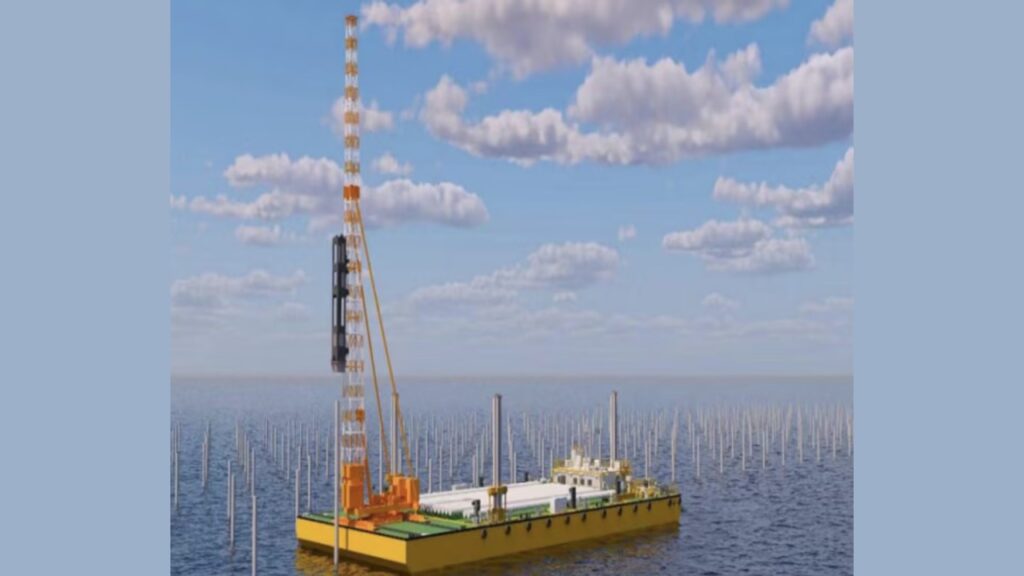 建造費約7億円、洋上太陽光発電向け杭打ち船の建造開始