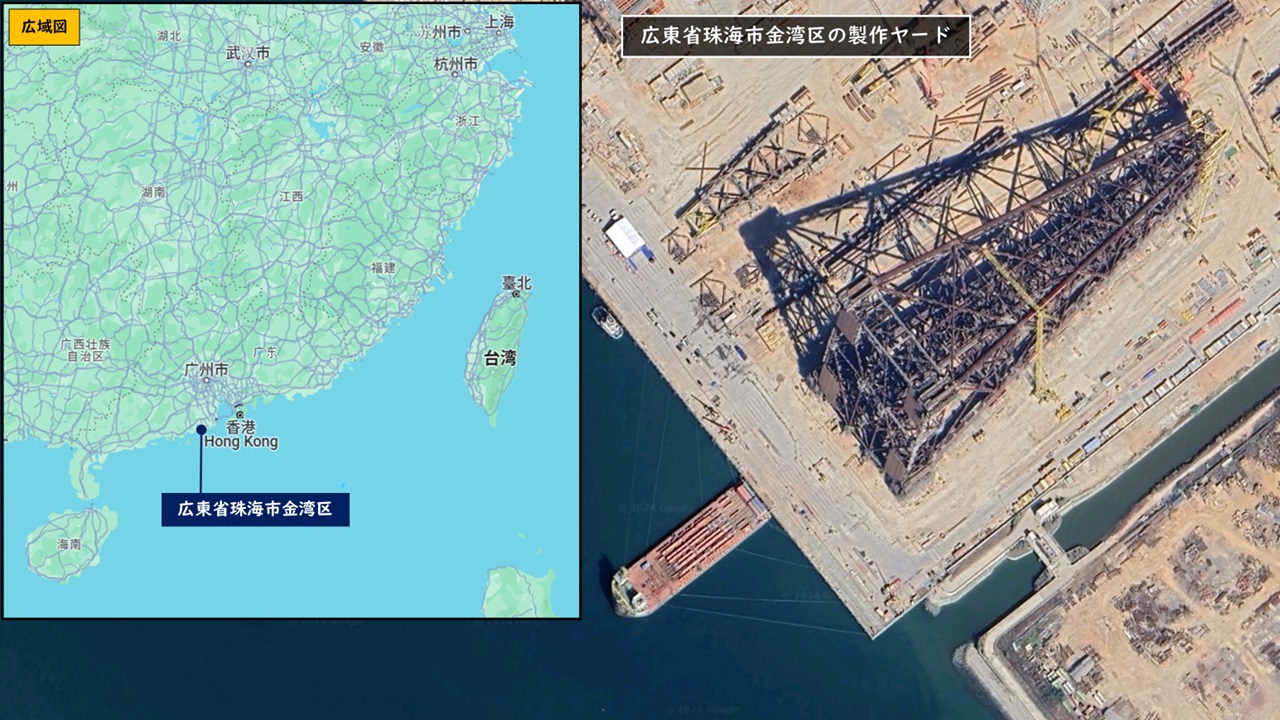 高さ338.5mの「海基2号」ジャケットが完成、アジア最大更新