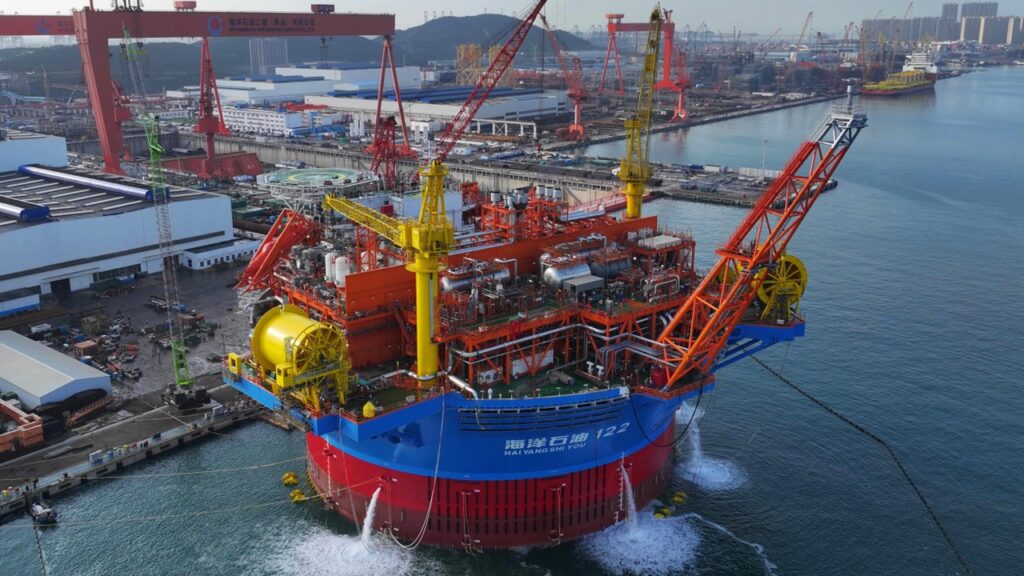 排水トン数10万トン、円筒型FPSO「海葵一号」完成