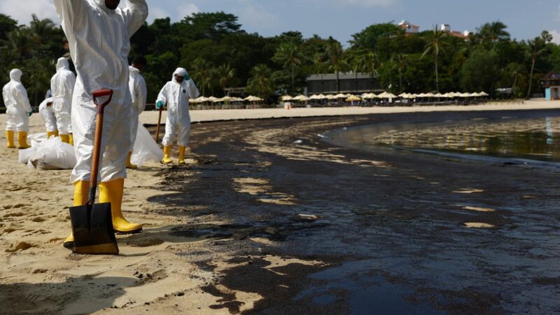 シンガポールの油流出事故、流出量は400トンにのぼると推定