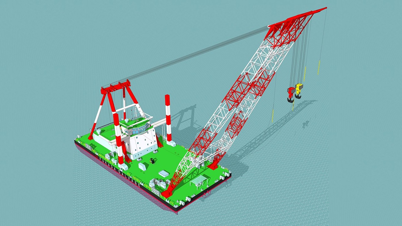 深田サルベージが850トン吊り新造起重機船「霧島」の建造開始