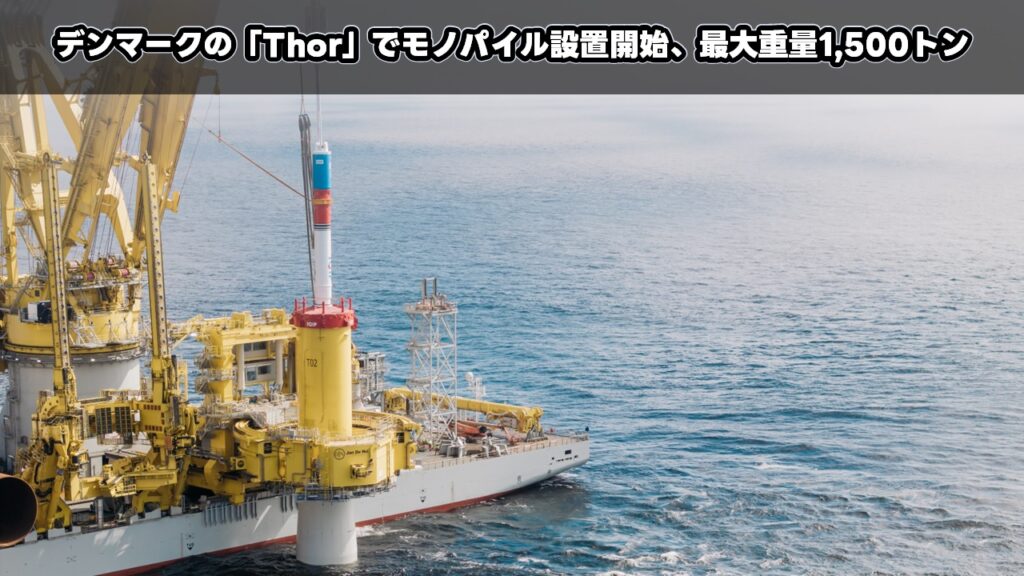 デンマークの「Thor」でモノパイル設置開始、最大重量1,500トン