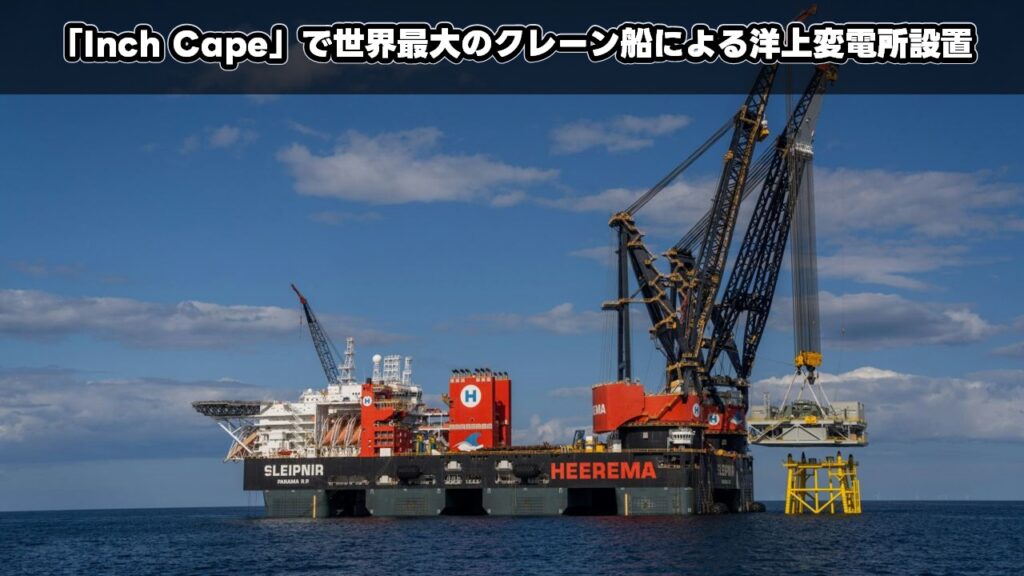 「Inch Cape」で世界最大のクレーン船による洋上変電所設置