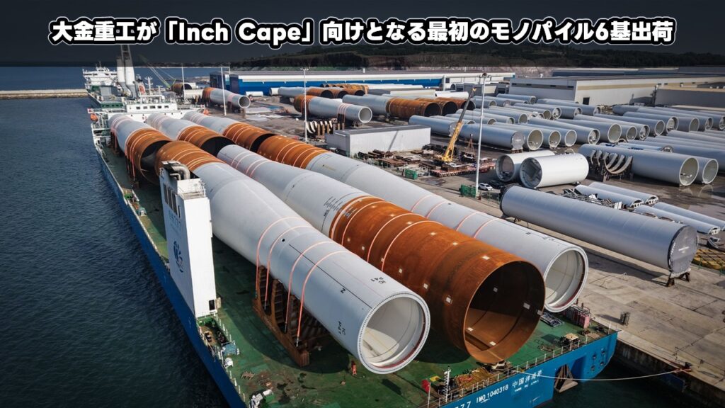 大金重工が「Inch Cape」向けとなる最初のモノパイル出荷