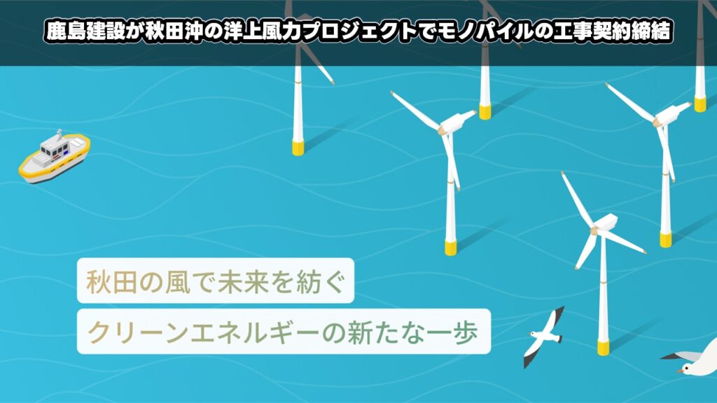 鹿島建設が秋田沖の洋上風力プロジェクトでモノパイルの工事契約締結