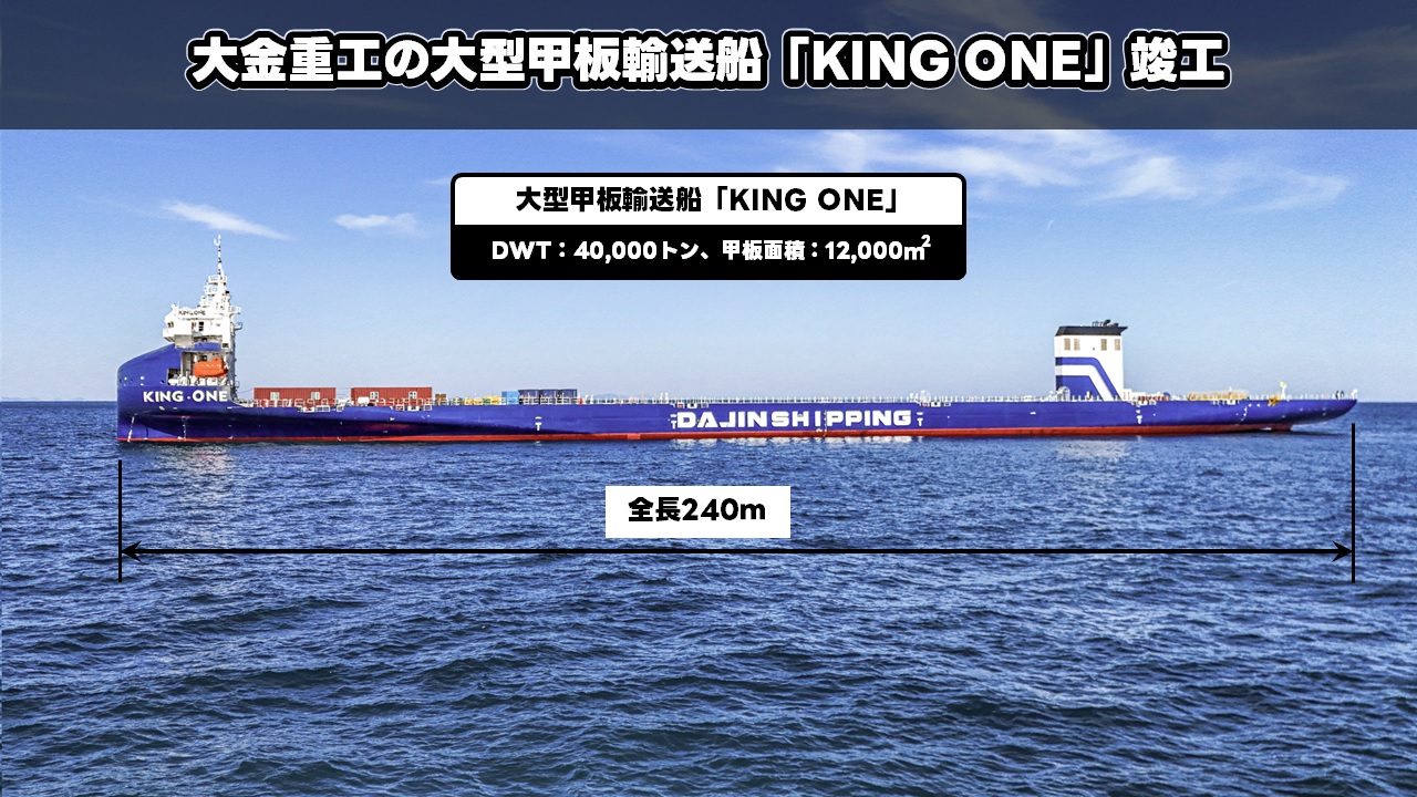 大金重工の大型甲板輸送船「KING ONE」竣工