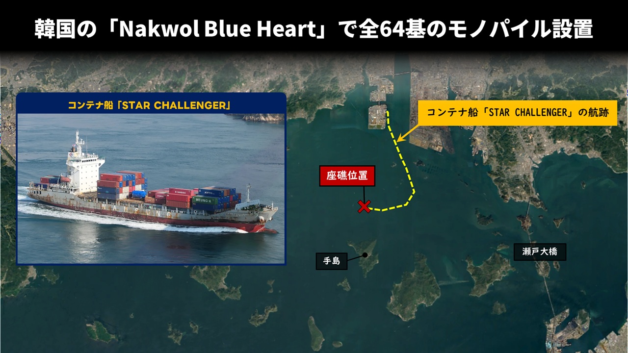 岡山県水島沖で韓国船籍のコンテナ船「STAR CHALLENGER」座礁