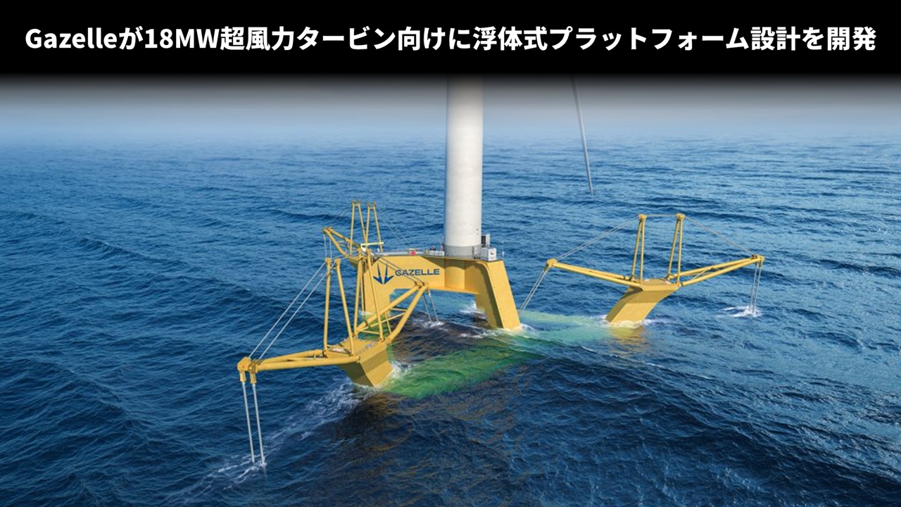 Gazelleが18MW超風力タービン向けに浮体式プラットフォーム設計を開発